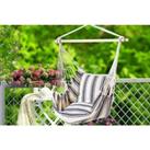 Blue And White Striped Hammock Swing With Pillows