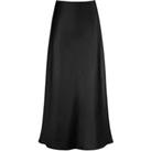 Women'S High-Waist Satin Midi Skirt - 5 Sizes, 7 Colours - Black