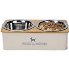 Raised Stainless-Steel Dog Food And Water Bowl