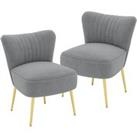 2Pc Velvet Upholstered Armless Accent Chairs In 2 Colours - Blue