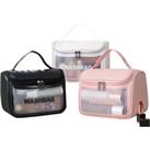 Clear Makeup Storage Bag With Handle - 3 Colours - Pink