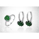 Green Crystal Ring & Earring Set